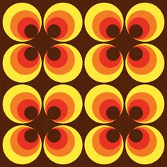 Retro Style Kreise Tapeten Muster 70er Jahre,  Vektor Illustration isoliert auf weißem Hintergrund  © Engel73