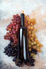 .bottle with wine and grape - Image