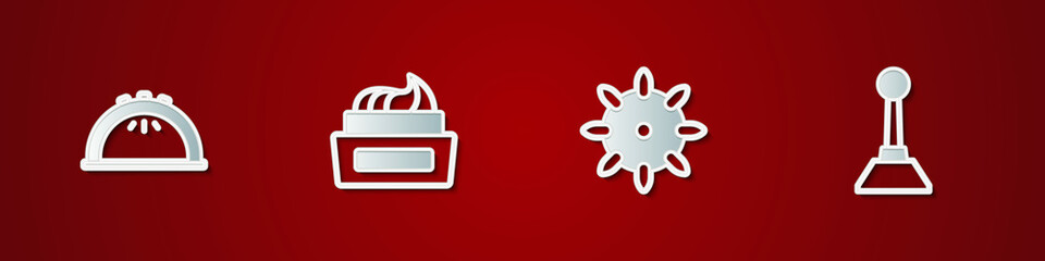 Set Manicure lamp, Bottle of nail polish, False nails and Milling cutter for manicure icon. Vector