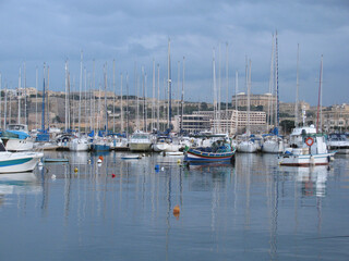 Fototapeta na wymiar Malta. Gzira is a city on the shore, famous for its famous marina. Beautiful bay. Beautiful yachts.