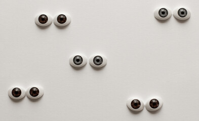 Artificial plastic eyes over a white background decoration on halloween