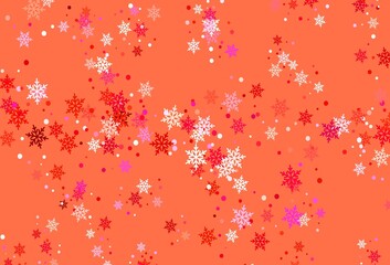 Light Pink, Yellow vector texture with colored snowflakes.