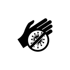 hands banned on germs icon in Microbes set