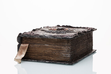 Vintage box in the form of an old book on a white background
