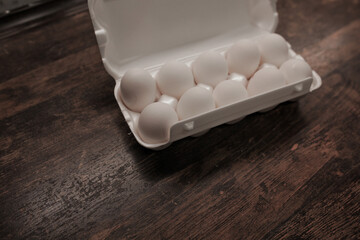 Eggs in a white package.
