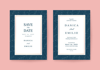Elegant wedding invitation template with patterns