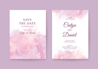 Romantic wedding invitation template with Beautiful watercolor background
