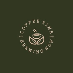 Cafe logo vector illustration of a cup and coffee bean for logo, icon or template 