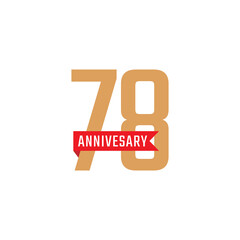 78 Year Anniversary Celebration with Red Ribbon Vector. Happy Anniversary Greeting Celebrates Template Design Illustration