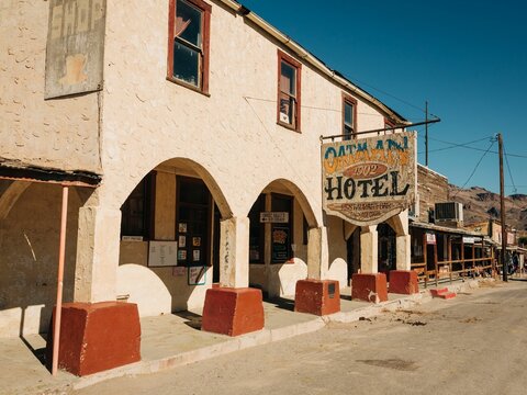 Oatman Hotel, on Route 66 in downtown Oatman, Arizona