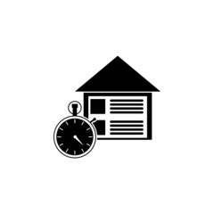 Parcel warehouse, stopwatch icon in Supply chain set