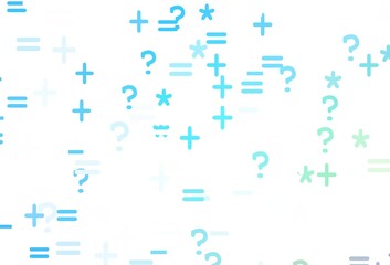 Obraz premium Light Blue, Green vector pattern with Digit symbols.