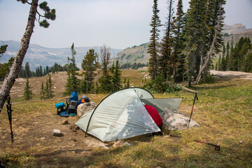 Camping on the Teton Crest Trail, Grand Teton National Park, Wyoming, USA