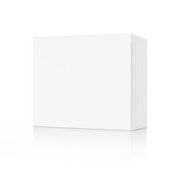Realistic cardboard packaging box mockup. Vector illustration isolated on white background. Can be use for medicine, food, cosmetic and other. Ready for your design. EPS10.	