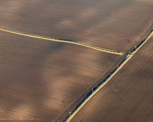 aerial view of ploughed field