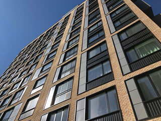 Modern real estate, residential apartment building with panoramic windows