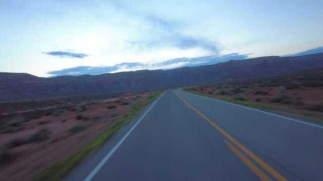 Driving Plate Utah Desert Highway 261 Southbound Evening Multicam Set 02 Rear View Southwest USA