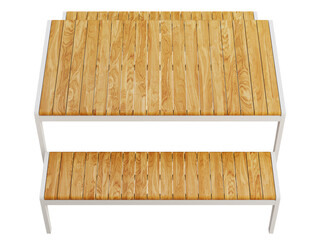 Modern style outdoor dining set including a table and benches. 3d render
