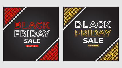 set of black friday sale social media post promotion design template