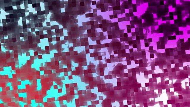 Loop animado de cuadrados transparentes en fondo de colores varios 