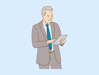 Handsome young  businessman Happy smiling standing  isolated , vector