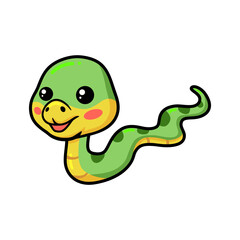 Cute little green snake cartoon