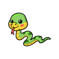 Cute little green snake cartoon