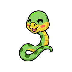 Cute little green snake cartoon
