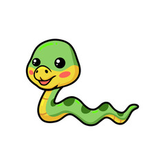 Cute little green snake cartoon