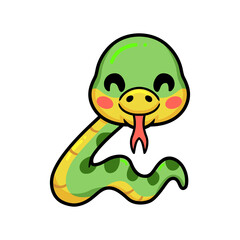 Cute little green snake cartoon