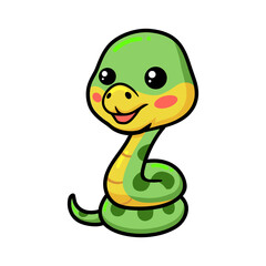 Cute little green snake cartoon