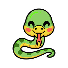 Fototapeta premium Cute little green snake cartoon