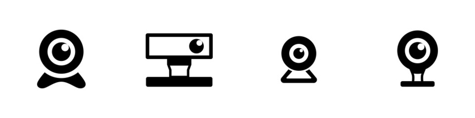 Conjunto de icono de cámara web. Cámara web de video online. Concepto de transmisión en tiempo real, comunicación y conexión. Ilustración vectorial