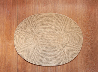 handmade oval-shaped jute carpet in the interior