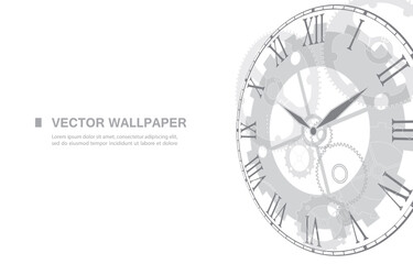 White vector backgroun.Machanical analog clock concept