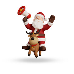 Fototapeta premium 3d render christmas concept illustration santa character holding megaphone