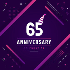 65 years anniversary greetings card, 65 anniversary celebration background free colorful vector.