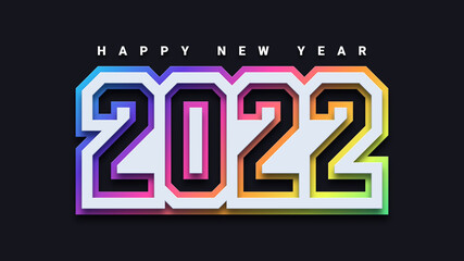 Happy new year 2022 colorful 3d design
