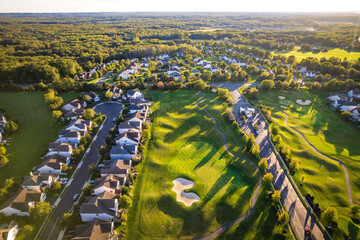 Aerial Drone of Sunset Real Estate in New Jersey