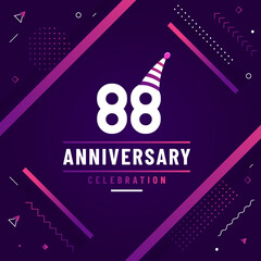 88 years anniversary greetings card, 88 anniversary celebration background free colorful vector.