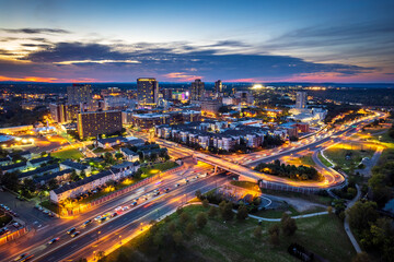 Fototapeta na wymiar Aerial Drone Sunset in New Brunswick New Jersey