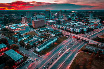 Aerial Drone Sunset in New Brunswick New Jersey