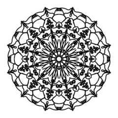 Ornamental Circle Pattern. Hand Draw Mandala. Vintage Decorative Elements. Vector illustration. Red, yellow, blue gradient. For Book, Greeting Card, Invitation, Tattoo. Anti-Stress Therapy Pattern