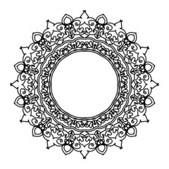 Ornamental Circle Pattern. Hand Draw Mandala. Vintage Decorative Elements. Vector illustration. Red, yellow, blue gradient. For Book, Greeting Card, Invitation, Tattoo. Anti-Stress Therapy Pattern