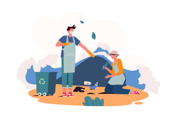 Cleaning Beach Plastic Pollution