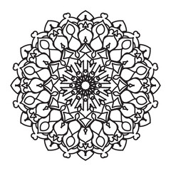 Ornamental Circle Pattern. Hand Draw Mandala. Vintage Decorative Elements. Vector illustration. Red, yellow, blue gradient. For Book, Greeting Card, Invitation, Tattoo. Anti-Stress Therapy Pattern