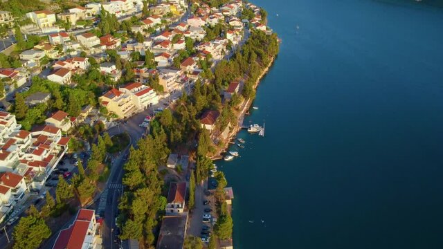 Aerial View Of Seaside Residences At The Coast Of Adriatic Sea In Neum, Bosnia and Herzegovina.