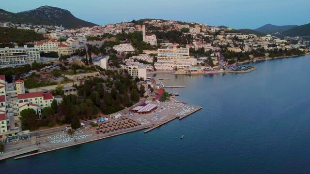 Neum Bay At Adriatic Sea, Bosnia and Herzegovina - aerial drone shot