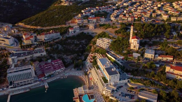 Aerial View Of Tourist Resort In Neum, Bosnia Herzegovina - drone shot