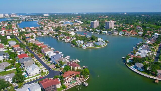 Aerial View of an inlet of a luxury Florida neighborhood